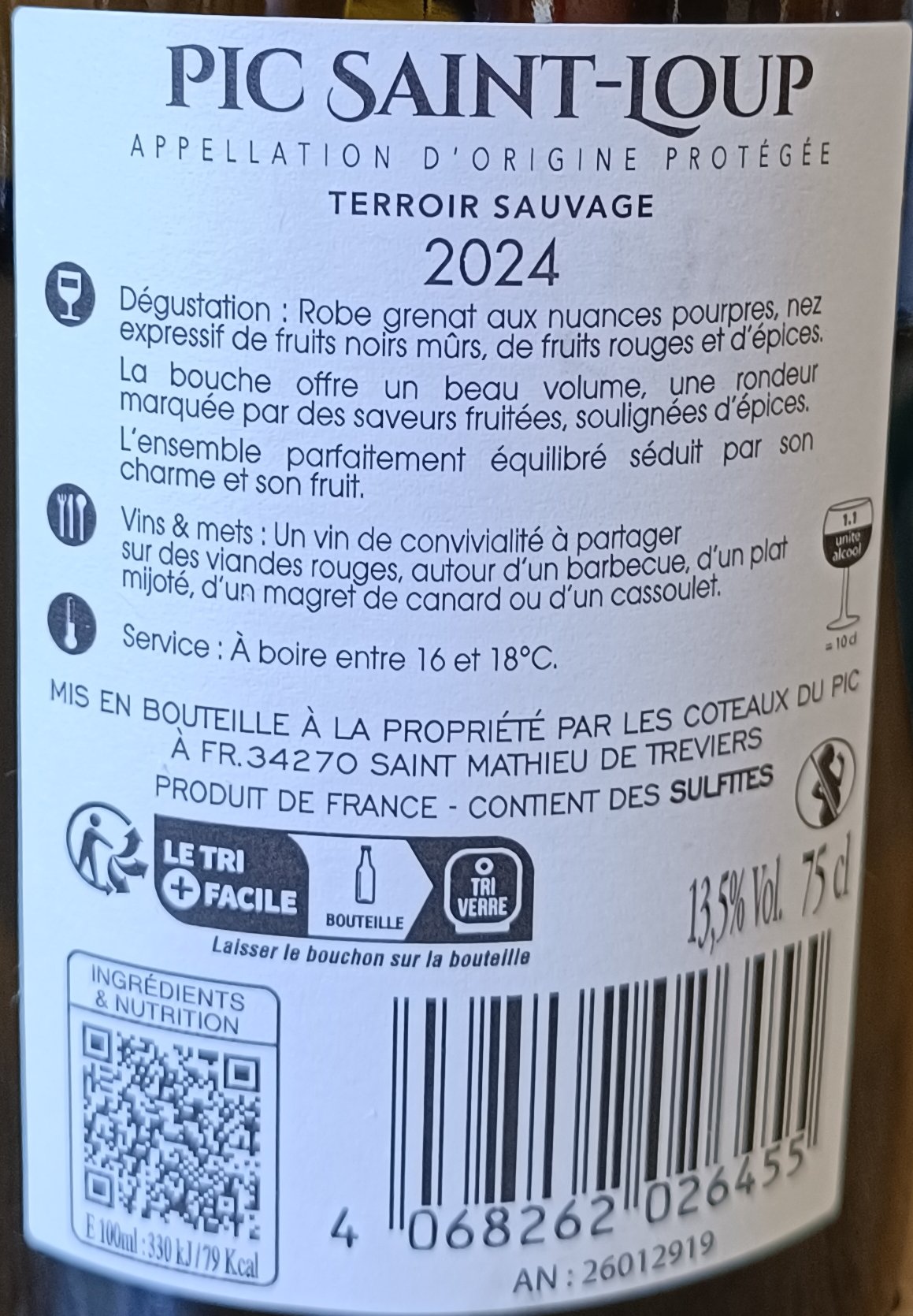 Étiquette verso